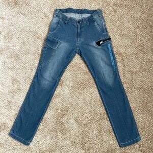 Toraichi Jeans Men's 33x32 Blue Denim Workwear Cargo Pants Zip Rave Japan Y2K